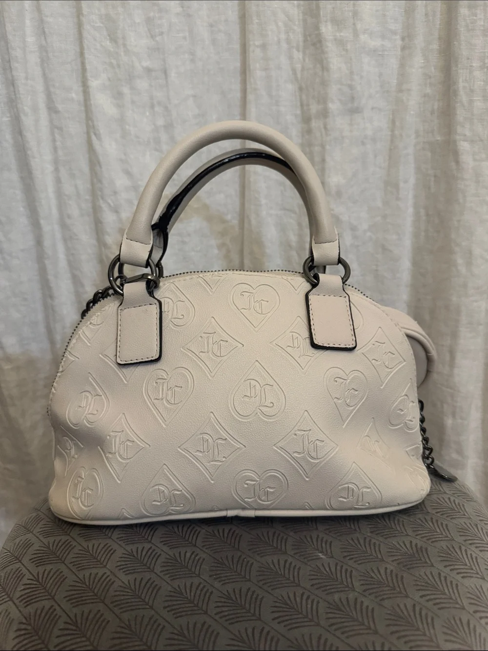 Juicy Couture Cream Embossed Dome Crossbody with Coin Pouch